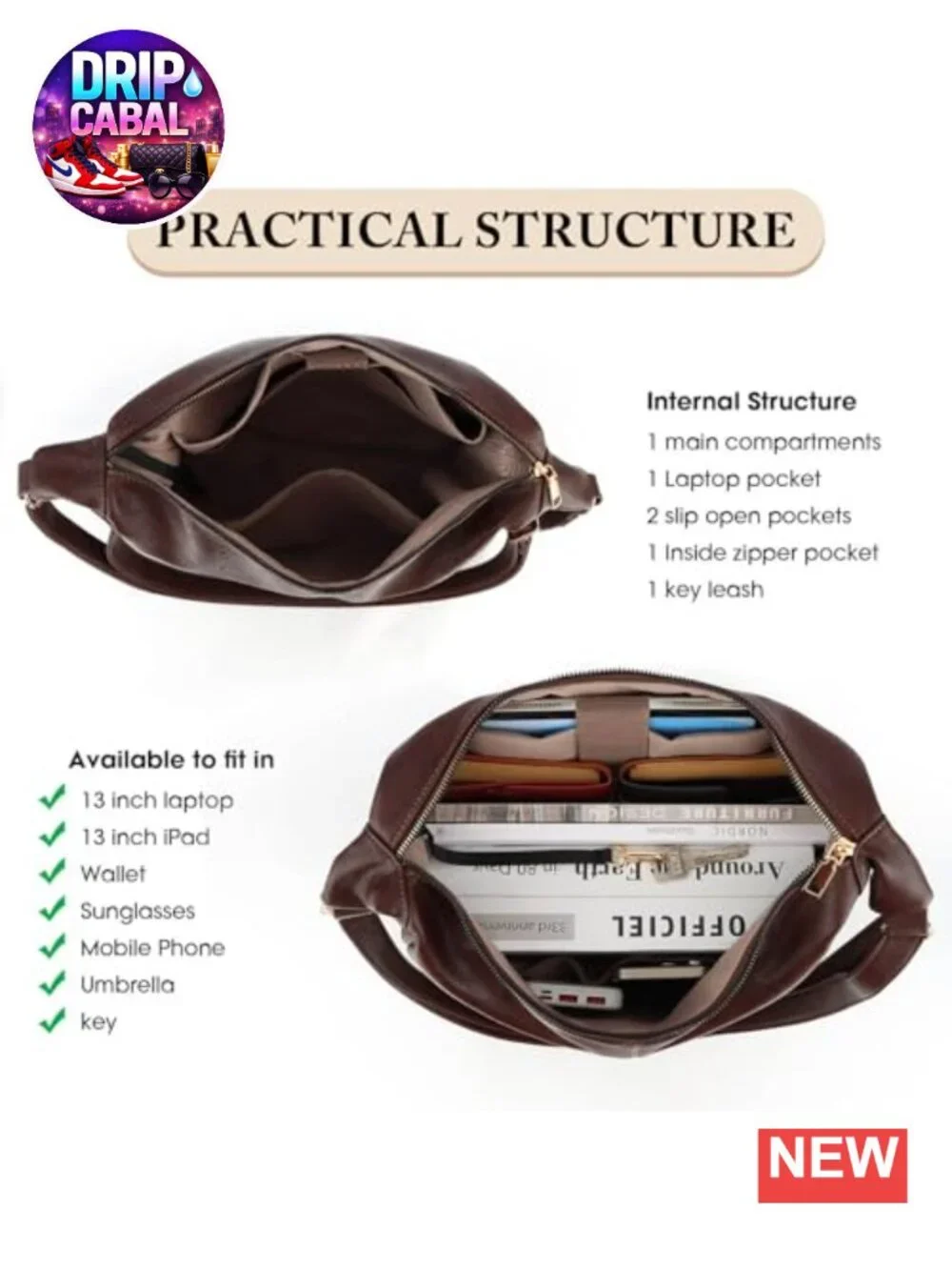 Foldable Leather Slouchy Hobo Bag for Women Adjustable Strap Crossbody